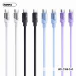 Cáp Sạc Nhanh Remax RC-C156 60W, dây sạc 2 đầu Type-C, chất liệu silicone thân thiện với da, mềm mại mượt mà, tự động phục hồi, vỏ hợp kim nhôm sang trọng, dài bền bỉ, hỗ trợ sạc nhanh và truyền dữ liệu ổn định cho laptop, MacBook, smartphone.