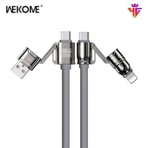 Cáp sạc nhanh Wekome WDC-50 240W, 4 đầu 4in1, hỗ trợ PD30W, dây dài 1M2, USB-Lightning 18W, USB-TypeC 65W, TypeC-Lightning 30W, TypeC-TypeC 240W, thiết kế bền bỉ, tiện lợi mang theo