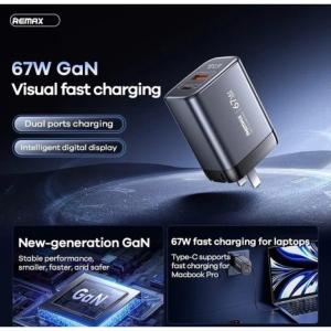 Cóc Sạc Nhanh Remax U2-AC67W 67W Type-C + USB-A, sạc đa năng, tương thích PD/QC, PPS, sạc nhanh cho iPhone, Samsung, Xiaomi, Oppo, nhỏ gọn, tiện lợi, bảo vệ quá áp và quá dòng.
