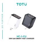 Cóc sạc ToTu HC-1-CU 35W, chip GaN siêu nhanh, chân gập tiện lợi, thiết kế chống cháy PC+ABS, sạc iPhone, iPad, Android, bảo vệ thiết bị và tối ưu hóa tốc độ sạc nhanh.