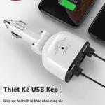 Cóc sạc xe hơi Hoco Z28, 2 tẩu + 2 USB, hỗ trợ sạc nhanh đa thiết bị, tương thích iPhone, Samsung, Xiaomi, Oppo, chống cháy ABS+PC, thiết kế gọn nhẹ, bảo vệ pin thiết bị, tiết kiệm thời gian, dễ dàng mang theo mọi chuyến đi