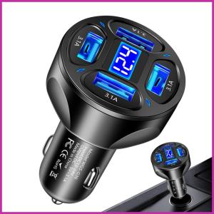 Cốc Sạc Xe Hơi WGS Q36 4 Cổng USB, Sạc Nhanh 3.0, Tương Thích iPhone Samsung Xiaomi iPad
