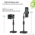 Giá đỡ điện thoại DC-01, chân đế tròn 11.5cm, nhựa ABS bền chắc, chiều cao điều chỉnh 20–35cm, đầu kẹp 6.5–9.5cm, trọng lượng nhẹ 336g, màu đen hiện đại, tiện lợi quay vlog, livestream TikTok, Zoom, YouTube, học tập trực tuyến.