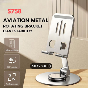 Giá đỡ điện thoại / iPad S758 xoay 360° kim loại – hỗ trợ thiết bị 4–13”, gập gọn, vững chắc