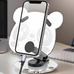 Giá đỡ điện thoại, máy tính bảng xoay 360° hình gấu trong suốt, chất liệu ABS bền chắc, trọng lượng nhẹ 89g, kích thước 16x19cm, hỗ trợ thiết bị đến 12.9 inch, gấp gọn tiện lợi, vừa dùng cho smartphone, iPad, tablet, vừa làm gương trang điểm