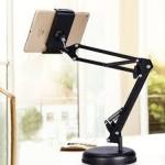 Giá đỡ kẹp iPad khớp nâng xoay 360 độ, đế tròn/đế vuông, chất liệu hợp kim cao cấp, màu đen sang trọng, kích thước 15.5x22x22cm, phù hợp điện thoại và máy tính bảng 4.0-10.5 inch, chắc chắn, tiện lợi cho học tập, làm việc, xem phim, livestream