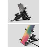 Giá kẹp điện thoại xe máy 4 chân chữ X, có cổng sạc nhanh tiện lợi, thiết kế chắc chắn cứng cáp, giữ điện thoại an toàn chống rơi, kèm dây thun cố định, gắn được ở chân gương hoặc ghi đông, hỗ trợ xem bản đồ và làm camera hành trình
