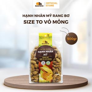 Hạnh nhân Mỹ rang bơ 500g Oh! Smile Nuts, snack hạt cao cấp thơm bơ, giữ nguyên dưỡng chất, không chất bảo quản, ăn vặt tốt cho sức khỏe