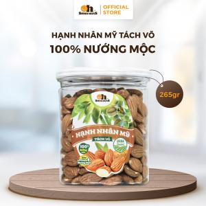 Hạt hạnh nhân Mỹ tách vỏ nướng mộc 265g, Oh! Smile Nuts, snack hạt nguyên bản, giữ vỏ xanh, giàu vitamin E & chất chống oxy hóa, snack cao cấp cho sức khỏe