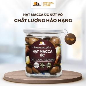 Hạt Macca Úc 215g hũ zip Oh! Smile Nuts,  snack macca Úc nhập khẩu, hương bơ tự nhiên, giữ dưỡng chất & vỏ dễ bóc