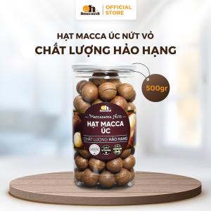 Hạt Macca Úc nguyên vỏ 500g Oh! Smile Nuts, hạt macadamia tươi rang khô tự nhiên, không muối, mềm mịn như bơ, giàu vitamin E, mangan và chất xơ, giúp cải thiện sức khỏe tim mạch và làn da sáng mịn