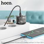 Hoco N34 cốc sạc nhanh 20W 2 cổng USB & Type-C, hỗ trợ sạc nhanh QC 3.0, PD18W/20W, Samsung Fast Charge, PPS, chip thông minh bảo vệ thiết bị, chất liệu chống cháy, sạc ổn định cho điện thoại và tablet