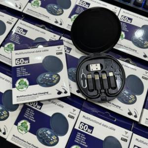 Hộp Dây Cáp Sạc Nhanh 60W Phantom PT-3, Bộ Sạc Đa Năng 6 Trong 1, Type-C Sang Lightning, Micro USB, USB-A, Thiết Kế Nhỏ Gọn Tiện Dụng Cho Du Lịch, Sạc Mọi Thiết Bị Android iPhone Laptop