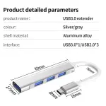 Hub USB Type-C/USB 3.0 tốc độ siêu nhanh 5Gbps, 4 cổng USB 2.0 tốc độ cao 480Mbps, tương thích OTG, kết nối đồng thời nhiều thiết bị, vỏ nhôm bền đẹp, phù hợp laptop và MacBook.