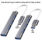 Hub USB Type-C/USB 3.0 tốc độ siêu nhanh 5Gbps, 4 cổng USB 2.0 tốc độ cao 480Mbps, tương thích OTG, kết nối đồng thời nhiều thiết bị, vỏ nhôm bền đẹp, phù hợp laptop và MacBook.