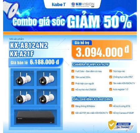 KBVISION KX-A21F & KX-A8124N2 Bộ Kit Camera WiFi 2MP + Đầu Ghi 4 Kênh Hỗ Trợ H265+ Full HD, Quan Sát Ban Đêm 30m, Lưu Trữ 8TB, Giải Pháp An Ninh Gia Đình & Văn Phòng Nhỏ – Tích Hợp Nhận Diện Người