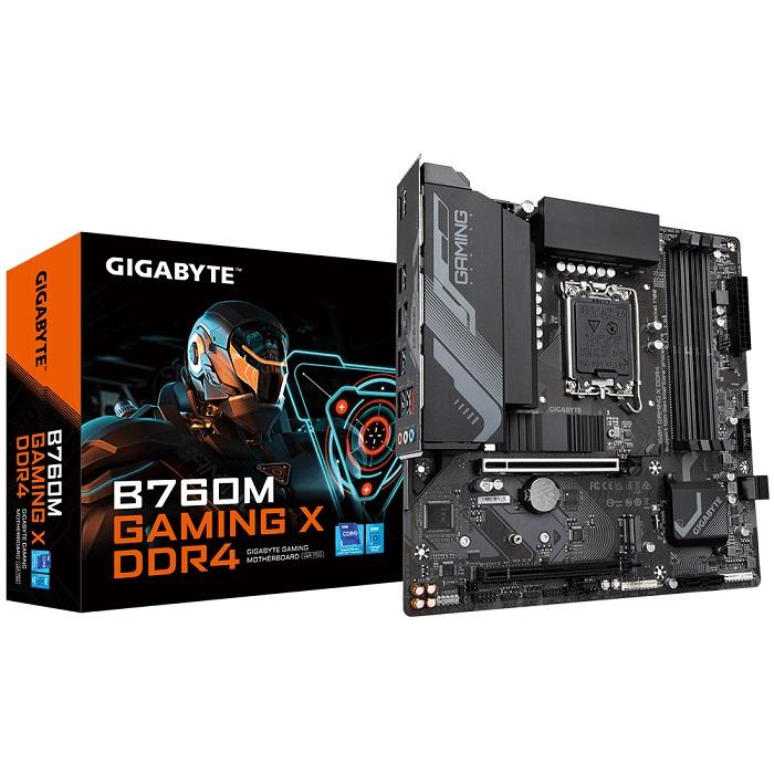 Main Gigabyte B760M Gaming X DDR4, VRM 8+1+1, hỗ trợ CPU Intel 13/12 thế hệ, PCIe 4.0, khe M.2 kép, kết nối USB-C 10Gb/s, RGB Fusion, thiết kế chơi game & dựng hình cao cấp