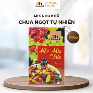Nho Khô Mix Chile, Hộp Giấy 500 g Oh Smile Nuts, Hỗn hợp nho đỏ nho vàng nho đen nhập khẩu Chile, vị ngọt thanh tự nhiên, sấy khô không đường tinh luyện, lựa chọn snack healthy cho người ăn kiêng