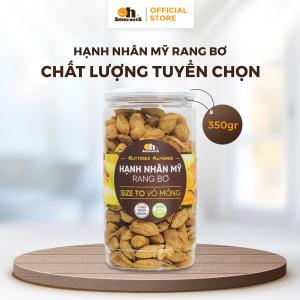 Oh! Smile Nuts Hạnh nhân Mỹ rang bơ 350g – hạt snack thơm ngon với 98% hạnh nhân và 2% bơ & gia vị, không chất bảo quản, giữ dưỡng chất, bổ sung năng lượng sạch mỗi ngày