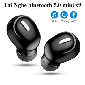 Tai Nghe Bluetooth 5.0 Mini X9, phiên bản không dây V5.0 + EDR, pin lithium 55mAh, hỗ trợ nhiều giao thức, phạm vi truyền ≥10m, thiết kế mini tiện lợi, sử dụng cả hai tai, âm thanh mạnh mẽ, phù hợp văn phòng và thể thao