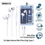 Tai Nghe Remax RM-575a Cổng Type-C Chính Hãng, Âm Thanh HiFi Chất Lượng Cao, Trở Kháng 32Ω, Công Suất Loa 3mW, Màu Trắng Tinh Tế, Thiết Kế Nhét Tai Công Thái Học, Micro Tích Hợp, Dây Bền Bỉ, Giải Pháp Nghe Nhạc Và Đàm Thoại Hoàn Hảo Cho Người Dùng An