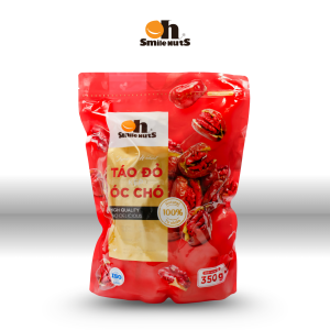 Quà biếu sang trọng Táo Đỏ Kẹp Óc Chó Túi Zipper 350g, kết hợp dinh dưỡng và hương vị tự nhiên, giúp kết nối gia đình, bạn bè, dùng ăn vặt hoặc thưởng trà thư giãn mỗi ngà