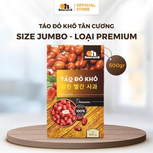 Táo Đỏ Khô Thượng Hạng Tân Cương Hộp 500g, nhập khẩu Oh Smile Nuts, trái to xốp vỏ mỏng, ăn vặt bổ dưỡng, hỗ trợ tuần hoàn máu và làm đẹp da cho người lớn và gia đình