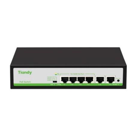 Tiandy TC-P3S06 PoE Switch 6 Cổng 10/100 Mbps, 4 Cổng PoE + 2 Uplink, Auto-MDI/MDIX, Chế Độ VLAN/Extend, Giải Pháp Mạng Camera IP & Văn Phòng Nhỏ – Tăng Cường Hiệu Suất & Độ Bền Cho Hệ Thống An Ninh