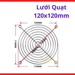 Lưới bảo vệ quạt chuyên dụng 120x120mm vật liệu kim loại chống chịu va đập bền bỉ theo thời gian sử dụng trong nhà xưởng