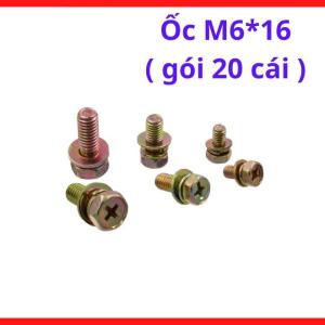 Ốc vít chuyên dụng công nghiệp hiệu suất vượt trội, ốc M6*16 gói 20 cái cao cấp, chất liệu thép chống oxy hóa, thiết kế chuẩn xác giúp lắp đặt dễ dàng và nhanh chóng nhất cho mọi hệ thống khung bệ máy móc, linh kiện máy hàn.