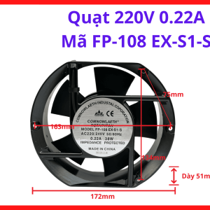 Quạt 380V 0.13A Mã FP-108 EX-S1-S chính hãng bền đẹp, quạt 380V 0.13A Mã FP-108 EX-S1-S tiêu chuẩn cao, phụ kiện cơ điện hỗ trợ đắc lực cho công việc giải nhiệt tủ điện ba pha, đảm bảo hiệu suất làm việc luôn đạt mức tối ưu nhất