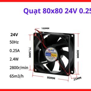 Quạt tản nhiệt bo mạch điện áp 24V dòng 0.25A thiết kế chuẩn kỹ thuật, lắp đặt dễ dàng cho các hệ thống máy móc và thiết bị điện tử chuyên ngành