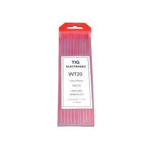Que volfram đỏ WT20 2.4mmx175mm Redhino, kim hàn TIG 2.4mm đầu đỏ, điện cực vonfram WT20 dùng cho máy hàn Argon, phù hợp hàn thép carbon, inox, niken và gia công kim loại tại xưởng cơ khí