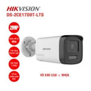 Camera DS-2CE17D0T LTS 2MP, công nghệ Smart Hybrid Light bật đèn trắng + IR 40m, độ nhạy ánh sáng 0.01 Lux, hỗ trợ ống kính 2.8/3.6/6mm, DWDR, vỏ IP67 – giám sát an ninh tối ưu ngày & đêm