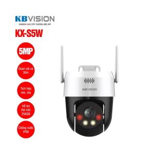KBVISION KX-S5W Camera WiFi quay quét 5.0MP, công nghệ AI phát hiện chuyển động, cảnh báo xâm nhập bằng còi và đèn chớp, đàm thoại hai chiều, chống nước IP66