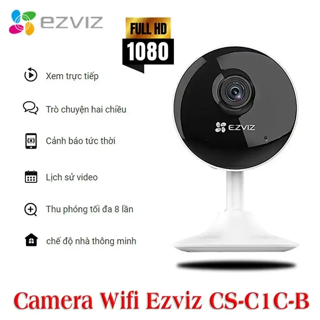 Camera An Ninh Trong Nhà EZVIZ C1C, Hình Ảnh Full HD 1080P, Tích Hợp Micro Loa, Phát Hiện Chuyển Động Chính Xác.