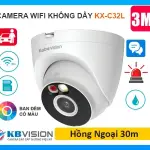 Camera Kbvision KX-C32L WiFi 3MP, ánh sáng kép màu ban đêm, báo động đèn + hú, phát hiện người & xe, mic + loa 2 chiều, MicroSD 256GB, chống nước IP67 – giám sát siêu rõ nét