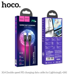 Cáp Sạc Hoco X14, Type-C Ra Lightning, Dây Dù Bền 1M, Sạc Nhanh PD, Truyền Dữ Liệu Ổn Định, Tương Thích iPhone iPad, Chống Rối, Đầu Kim Loại Siêu Bền