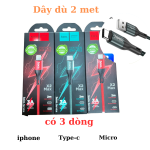 Cáp Sạc iPhone Hoco X2Max 2m – Truyền Dữ Liệu Nhanh, Sạc An Toàn, Dây Dài Siêu Bền, Tương Thích Nhiều Model, Giải Pháp Hoàn Hảo Cho Người Dùng iPhone/iPad