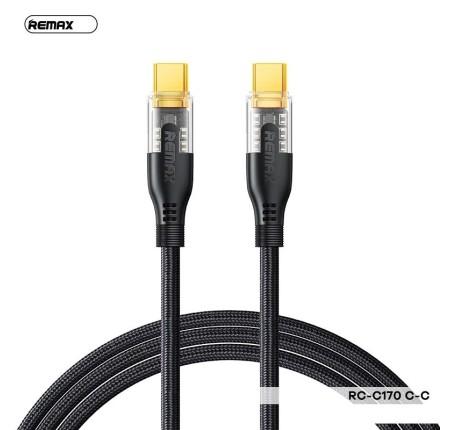 Cáp Sạc Remax RC-C170, Hai Đầu Type-C, Dây Dù Bền 1.2M, Sạc Nhanh PD, Truyền Dữ Liệu 480Mbps, Chống Rối, Bền Bỉ, Tương Thích Laptop Android MacBook