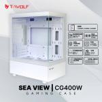Case Máy Tính T-WOLF TW-CG400W, Màu Trắng Hiện Đại, 3 Fan LED RGB Vô Cực, Kính Cường Lực Cao Cấp