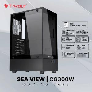 Case T-WOLF TW-CG300B Black, Thiết Kế Gaming Hiện Đại, Hỗ Trợ Main ATX, Kính Cường Lực Trong Suốt, Tản Nhiệt Hiệu Quả, Chính Hãng Bền Bỉ