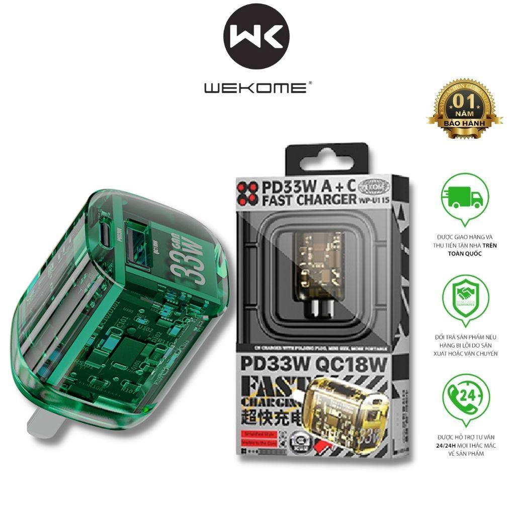 Cốc Sạc Nhanh 33W Wekome WK-WP U115 – Công Nghệ PD & QC 3.0, Sạc Siêu Tốc Cho iPhone, Samsung, Xiaomi, Laptop Mini