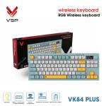 Keyboard VSP VK84 Plus không dây, cảm giác gõ cơ học, 84 phím chuẩn, đèn LED nhiều chế độ, pin lâu, thích hợp làm việc và chơi game