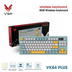 Keyboard VSP VK84 Plus không dây, cảm giác gõ cơ học, 84 phím chuẩn, đèn LED nhiều chế độ, pin lâu, thích hợp làm việc và chơi game
