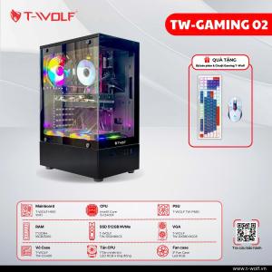 MÁY BỘ GAMING T-WOLF TW-GAMING-02, Intel Core i5-12400F, 16GB RAM, SSD 512GB NVMe, RTX 3060, FPS mượt mà, Đồ họa sắc nét, Chơi game chuyên nghiệp