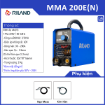 Máy hàn mini RILAND MMA 200E, công nghệ Richip + IGBT, dòng 40-140A, hàn que Ø1,6-3,2mm, nhẹ 2kg, chống dính que, tản nhiệt thông minh, thích hợp hàn di động & công trình