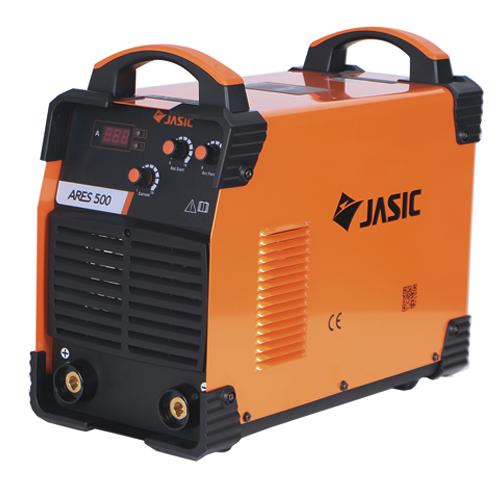 Máy hàn que Jasic ARES 500, dòng 30-500A, inverter IGBT, hàn que Ø1.6–5.0 mm, mối hàn đẹp, tiết kiệm điện, phù hợp xưởng lớn
