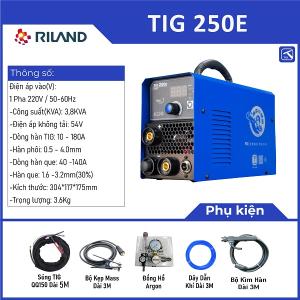 Máy hàn Riland TIG 250E, tích hợp TIG & MMA, dòng 10-180A, công nghệ RICHIP, khởi hồ quang nhanh 99 %, màn hình LED hiển thị dòng hàn chính xác, phù hợp thợ hàn gia dụng & cơ khí