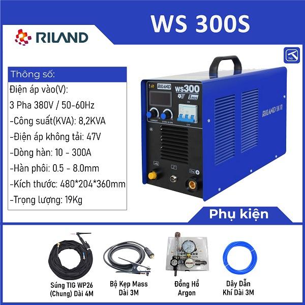 Máy hàn Riland WS 300S hàn vật liệu 0,5-8 mm và điều chỉnh dòng linh hoạt; “máy hàn TIG 300S” đảm bảo chất lượng & độ bền cao.
